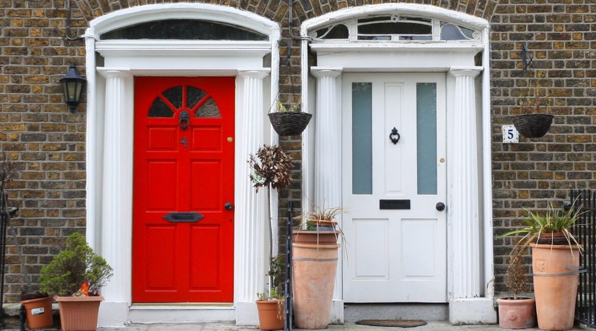 Your accommodation in Ireland can be in traditional houses, with colourful doors like these.