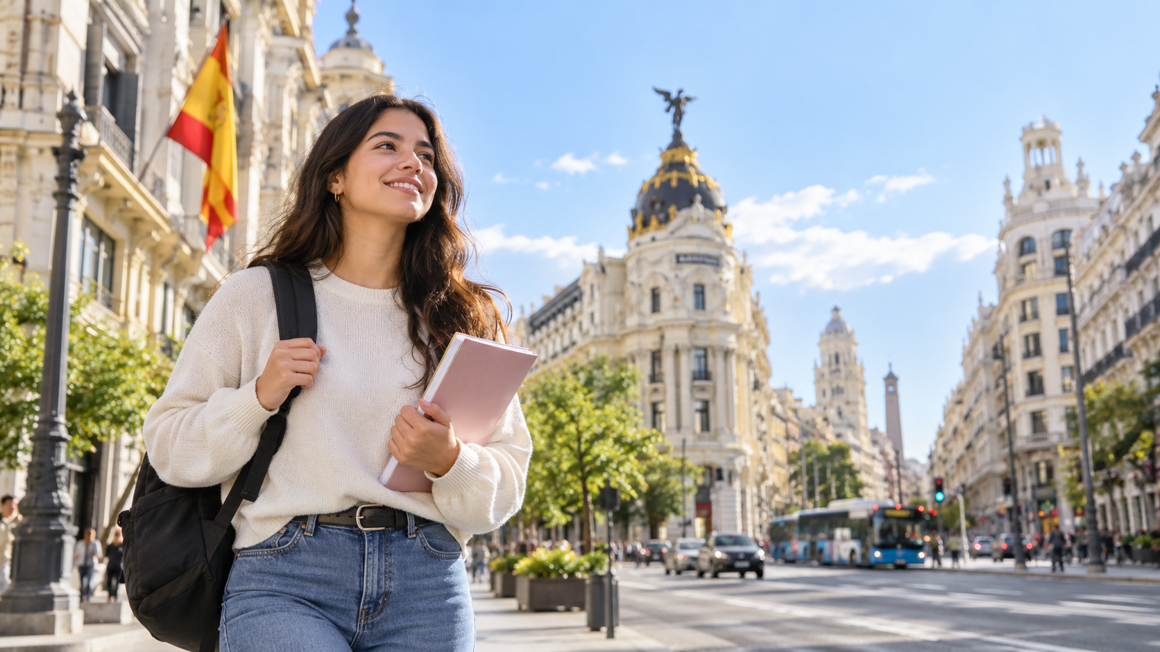Estudiante internacional viajando para estudiar en España